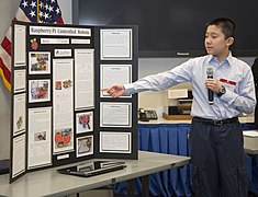 Posters and display boards at science fair