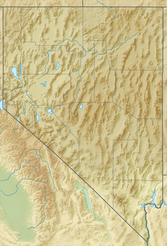 Mapa konturowa Nevady, na dole po prawej znajduje się punkt z opisem „Las Vegas”