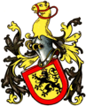 Wappen Kerkring im Stil des Wappenbuchs des Westfälischen Adels, in welcher Farbgebung es früher auch dargestellt wurde (goldener Kamelrumpf, der auch braun vorkam)