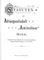 Statuten der Aktiengesellschaft „Arminenhaus“ von 1899