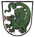 Gemeinde Lindenhardt In Silber ein feuerspeiender, rot bewehrter grüner Lindwurm mit hochgeschlagenem Ringelschwanz.