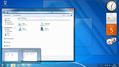 Windows 7 mit dem Desktop im Hintergrund, davor u. a. ein geöffnetes Fenster und unten die Taskleiste