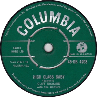 <span class="mw-page-title-main">High Class Baby</span> 1958 single by Cliff Richard and the Drifters