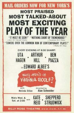 <i>Whos Afraid of Virginia Woolf?</i> 1962 play by Edward Albee