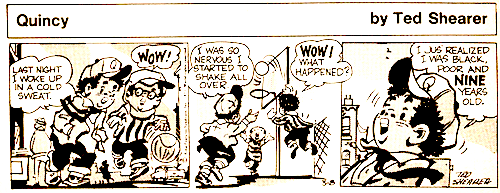 Quincy strip of March 8, 1971, in which the title character gives his age. Note use of screentone effects. Quincy - March 8, 1971.png