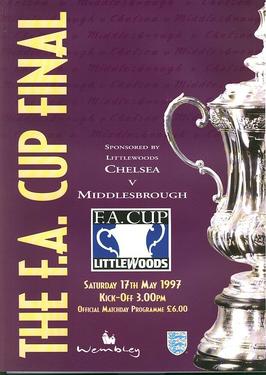 <span class="mw-page-title-main">1997 FA Cup final</span> Association football championship match between Chelsea and Middlesbrough, held in 1997