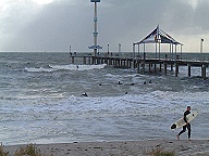 Surfers near Brighton jetty on a stormy day Messy surfing Brighton.jpg