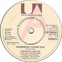 <span class="mw-page-title-main">Somebody Loves You (Crystal Gayle song)</span> 1975 single by Crystal Gayle