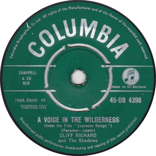 A Voice in the Wilderness (song) 1960 single by Cliff Richard and the Shadows