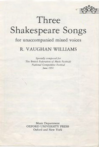 <i>Three Shakespeare Songs</i> 1951 classical choral music by Ralph Vaughan Williams