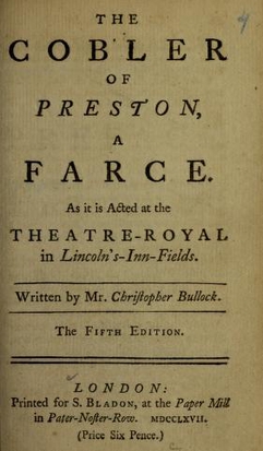 <i>The Cobbler of Preston</i> 1716 play