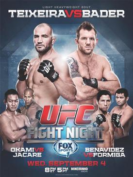 <span class="mw-page-title-main">UFC Fight Night: Teixeira vs. Bader</span> UFC mixed martial arts event in 2013