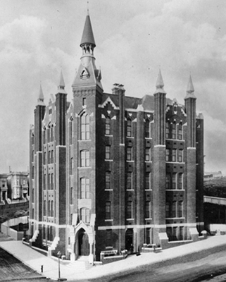 Cooper Medical College, a predecessor institution to Stanford Medicine. San Francisco, 1882. Photo from Lane Medical Archives Photo File, Box 9, folder 6. Reproduced with permission by the Stanford Medical History Center Cooper Medical College 1882 version2.jpg