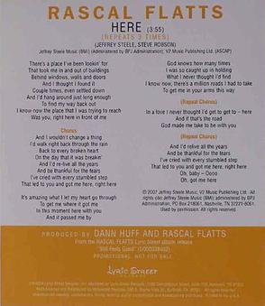 <span class="mw-page-title-main">Here (Rascal Flatts song)</span> 2008 single by Rascal Flatts