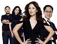 Seasons 1-2 judges from left: Rajo Laurel, Apples Aberin, Teresa Herrera, and Jojie Lloren as mentor Projectrunwayphiljudges.jpg