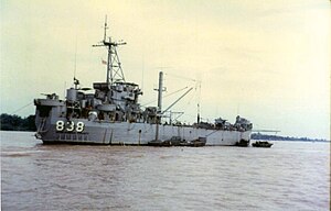 USS Hunterdon County (AGP-838) anchored at Ham Loung River, South Vietnam, 1967. Hunterdon County AGP-838).jpg