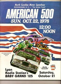 1978 American 500 Auto race held at North Carolina Motor Speedway in 1978