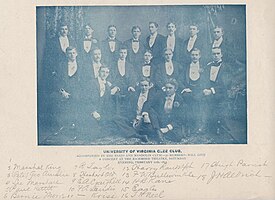The Virginia Glee Club in 1893, including conductor Harrison Randolph and author of the Good Old Song E. A. Craighill. Courtesy, Special Collections, University of Virginia Library.