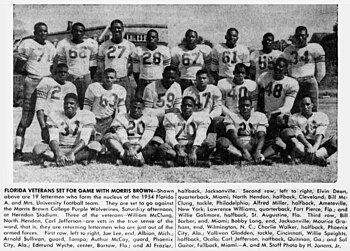 Nineteen lettermen returned from the 10-1 1953 squad to play for the 1954 Rattlers team. 1954-FloridaA&M-teamphoto.jpg