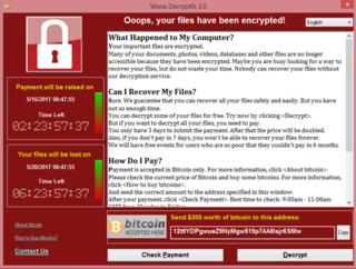 <span class="mw-page-title-main">WannaCry ransomware attack</span> 2017 worldwide ransomware cyberattack