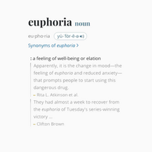 Cover artwork of "Euphoria", showing a dictionary entry for the term "euphoria"