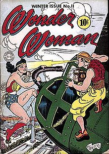 The Golden Age Hypnota grapples with Wonder Woman on the cover of Wonder Woman #11 (Winter 1944/1945); art by Harry G. Peter. Wwcvr11.jpg