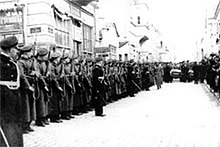 The 13 November 1938 funeral procession for UB-45's crewmen after the U-boat's 1936 recovery. SM UB-45 funeral.jpg