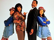 The main original cast of Sister, Sister (from left to right), Tia Mowry, Jackee Harry, Tim Reid, and Tamera Mowry as Tia and Lisa Landry and Ray and Tamera Campbell SisterSistercast.jpg