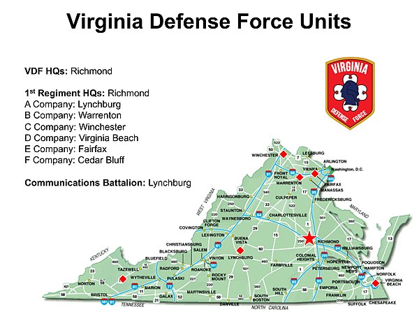 Virginia Defense Force Unit Map