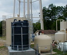 Water tank used in municipal water treatment plant in Houston, Texas Wikitanks08.JPG