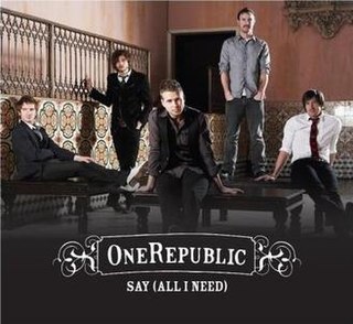 <span class="mw-page-title-main">Say (All I Need)</span> 2008 single by OneRepublic