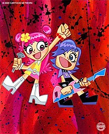 A picture of Ami and Yumi, titled "Girls Rock!", is done by Lynne Naylor, one of the show's character designers back in 2005. HHPAY Girls Rock!.jpg