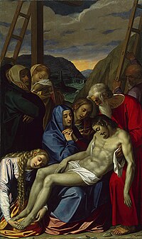 Scipione Pulzone's Lamentation, a typical Counter-Reformation work. Lamentation Scipione Pulzone.jpg