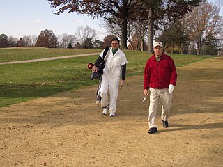 <span class="mw-page-title-main">Caddie</span> Person who carries golfers clubs and provides assistance to golfers