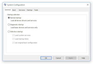 <span class="mw-page-title-main">MSConfig</span> Microsoft Windows System Configuration