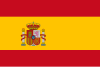 Flag of Spain: A horizontal tricolour of red, yellow and red, the yellow stripe being twice the size of each red stripe and containing the coat of arms