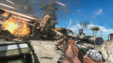 An example of the Scout class fighting in Wake Island. Note the destructible environment. Battlefield1943 gameplay.png