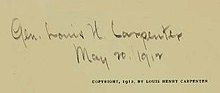 Brown sheet of paper with Louis Carpenters signature on it with the date of May 12, 1912