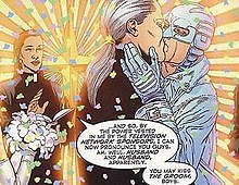 Wedding of Midnighter and Apollo from the Transfer of Power graphic novel (2002). Midnighter wedding.jpg