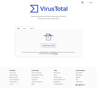 <span class="mw-page-title-main">VirusTotal</span> Cybersecurity website owned by Chronicle