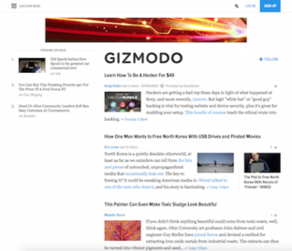 <i>Gizmodo</i> Design, technology, science, and science fiction website and blog