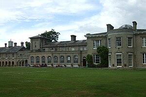 Finborough Hall, Great Finborough, near Stowmarket, Suffolk, purchased in 1794 and rebuilt by Roger Pettiward (d.1833) and sold in 1935 by his eventual heir Roger Gamelyn Pettiward (1906-1942), in 2021 used as Finborough Hall School Finboroughschoolbuildingback.JPG