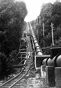 The incline up to the Eigiau Tramway, adjacent to the pipeline Dolgarrog Incline.jpg