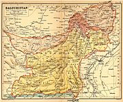 Beluchistan, shown as a part of the British Indian Empire in a 1908 map.