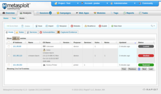 <span class="mw-page-title-main">Metasploit</span> Computer security testing tool