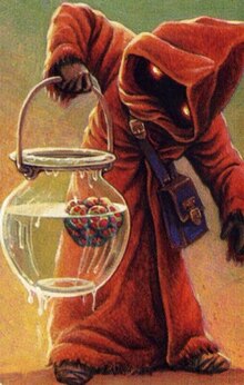 A Jawa with the spore of a Sarlacc from "Fortune, Fate, and the Natural History of the Sarlacc", Star Wars Tales 6 (2000) SarlaccSpore.jpg