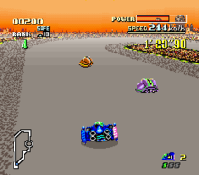 Mode 7 allows the track to be scaled and rotated around the vehicle to simulate a 3D environment. SNES F-Zero.png