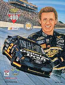 The 1994 Miller Genuine Draft 400 program cover, featuring Rusty Wallace. Artwork by NASCAR artist Sam Bass.