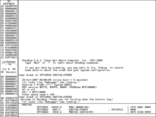 <span class="mw-page-title-main">MacsBug</span> Low-level debugger, originally for Motorola 68000