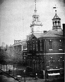 From right to left: Congress Hall, Independence Hall, and Old City Hall in 1855 Philadelphia1855.jpg